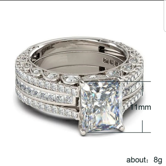 New princess 925 sterling silver wedding ring set - Picture 4 of 6